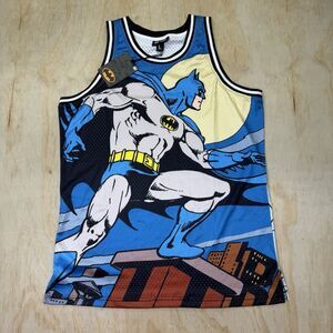 NEW LG Lids DC Batman Comic Big Print Mesh Basketball Jersey